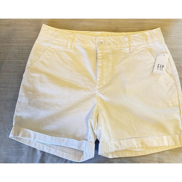 Gap Kids Mid Rise Denim White Shorts Size Girls 14 W/Adjustable Elastic W/pocket - Picture 1 of 12